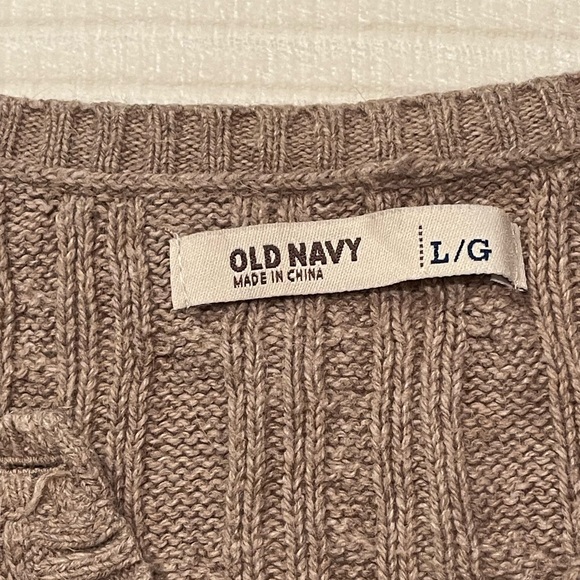 Old Navy - Cable Knit Button-Up Sweater - Beige - Picture 5 of 7